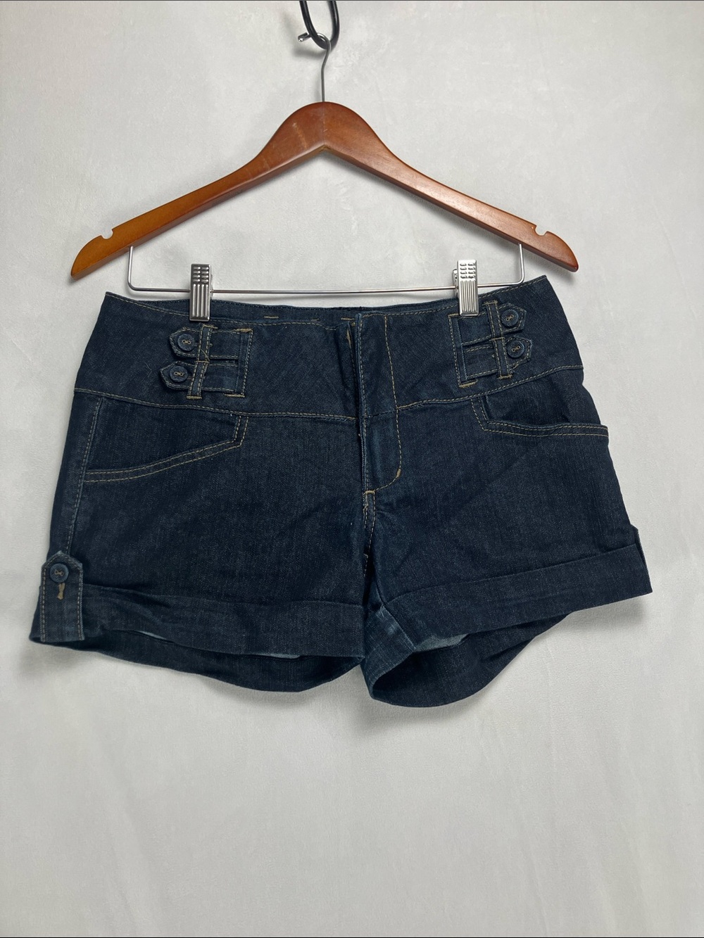 Boom Boom Jeans Dark Blue Cuffed Denim Shorts Size 9